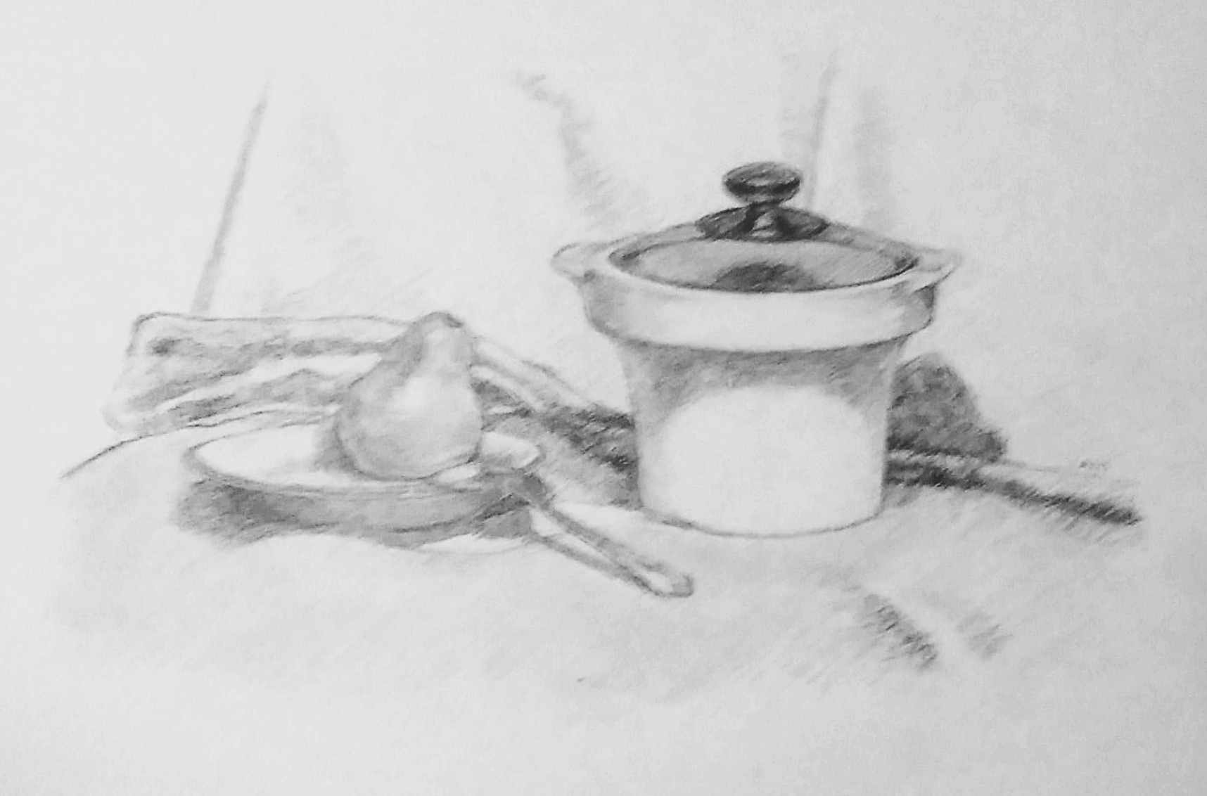 "Still Life II," Graphite on Paper, 2025