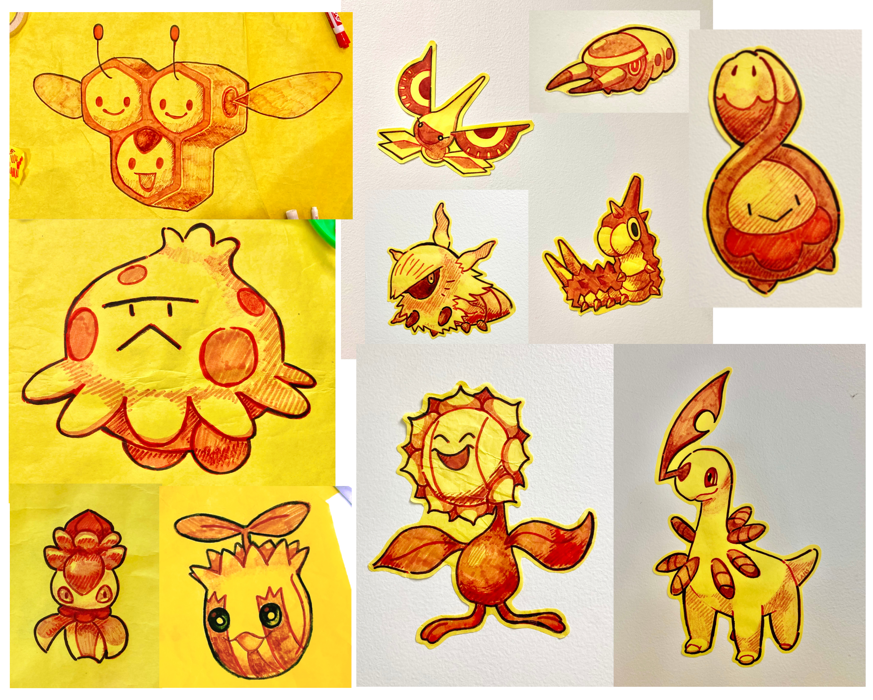 "Pokemon Collection," Marker on Paper, 2025